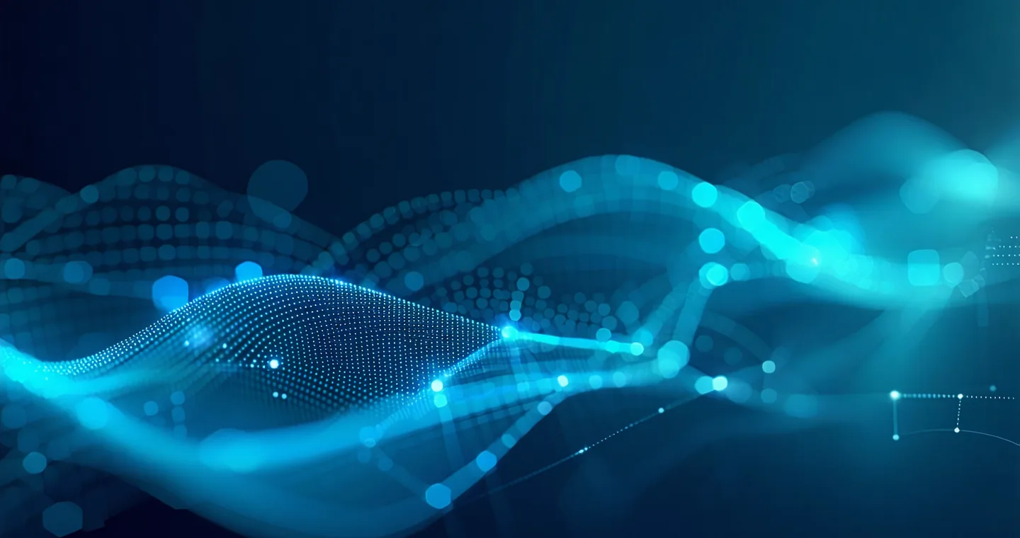Abstract visualization of payment data flowing through interconnected nodes